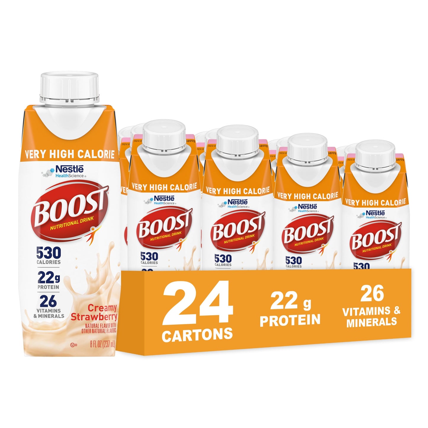 Boost Very High Calorie Very Vanilla Nutritional Drink – 22g Protein, 530 Nutrient Rich Calories, 8 Fl Oz (Pack of 24)