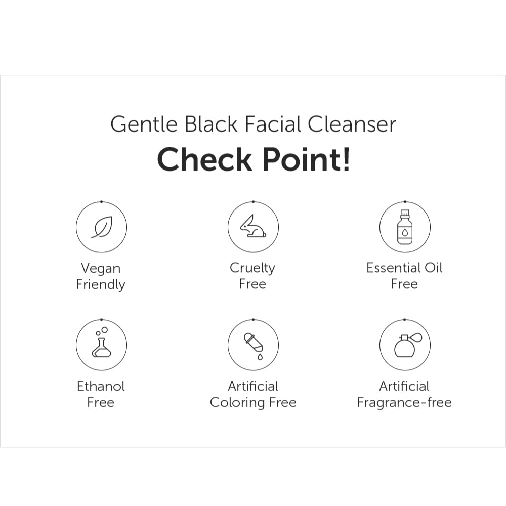 DearKlairs Gentle Black Facial Cleanser – Korean Low-pH Foam Cleanser with Activated Charcoal, Non-Stripping Face Wash for Sensitive Skin, Step 2 of Double Cleanse, Vegan, Fragrance-Free, 4.73 Fl Oz