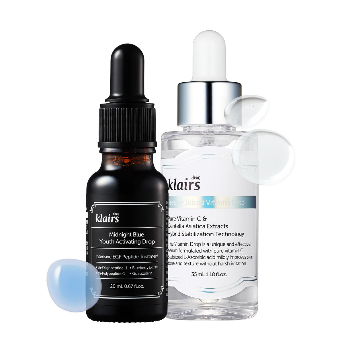 DearKlairs EGF Blue Drop + 5% Vitamin Drop Set, Watery Serum Korean Skincare Routine