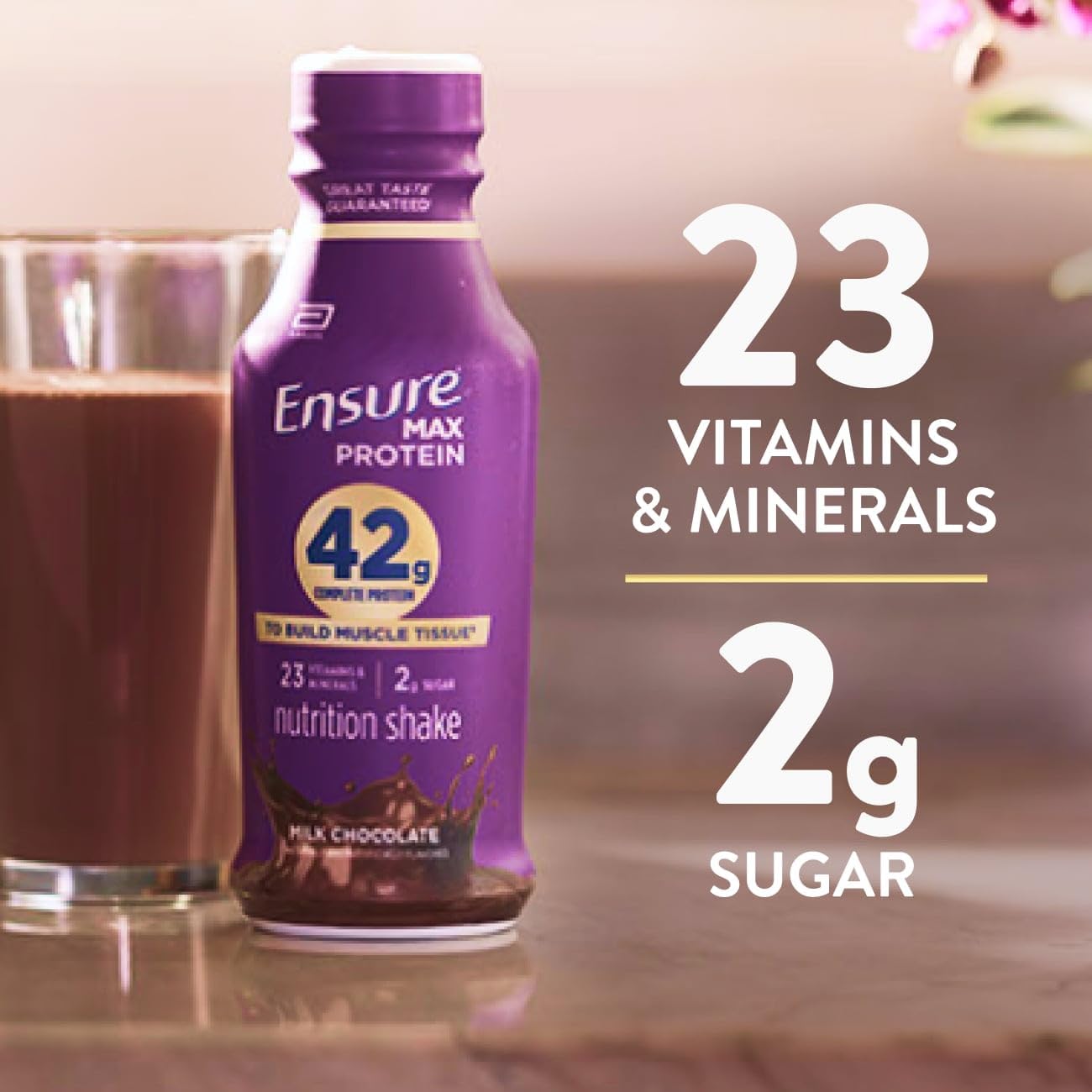 Ensure Max Protein Milk Chocolate Shake, 42g High Protein, 12 Pack | Each Protein Shake has 2g Sugar, 220 Calories, 23 Essential Vitamins & Minerals, and 2 Key Electrolytes for Active Adults