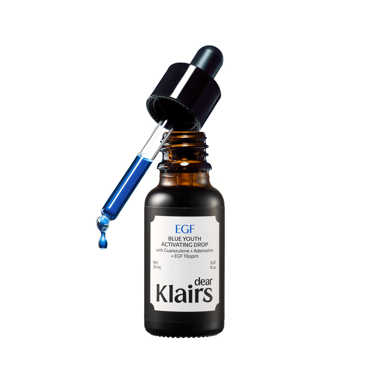 DearKlairs Korean EGF Serum - Blue Youth Activating Drop with EGF & FGF (10ppm Each), Barrier Repair & Post-Blemish Marks, Sensitive Skin-Friendly, Daily Calm & Repair, 1.69 Fl Oz