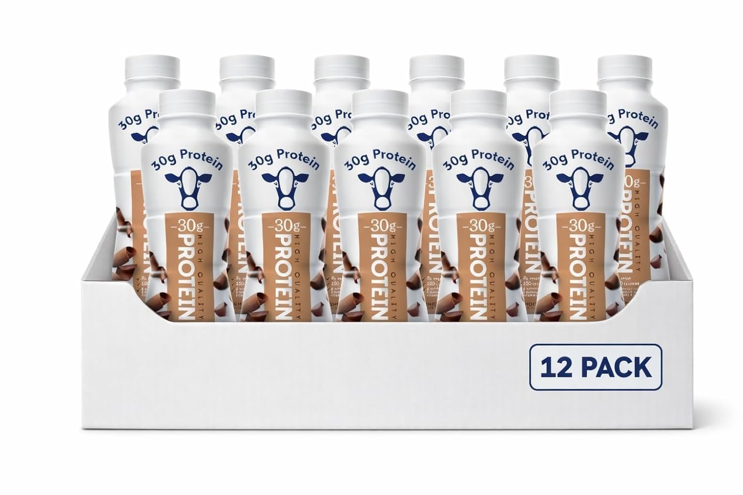 High Protein Chocolate Nutrition Shake – 30g Protein per Bottle | 8 Pack (11.5 Fl Oz) | Only 2g Sugar & 150 Calories | Enriched with 8 Naturally Occurring Vitamins & Minerals | Low Carb Recovery & Meal Replacement Drink