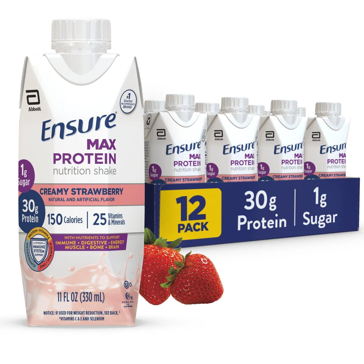 Ensure Max Protein French Vanilla Shake, 30g High Protein, 12 Pack