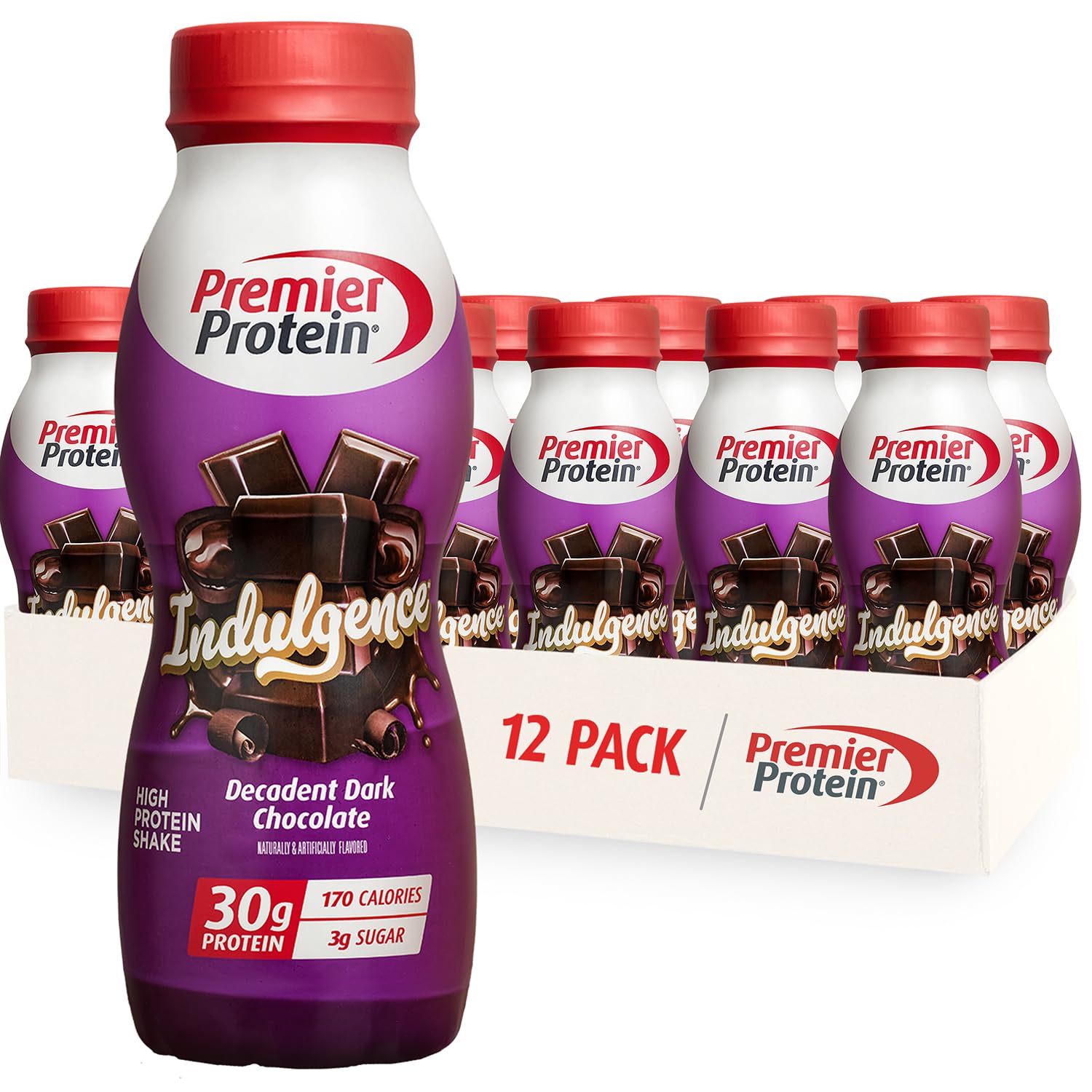 Premier Protein INDULGENCE 30g Shake, White Chocolate Raspberry, 12 Pack | Dessert-Inspired, 170 Calories, 3g Sugar, Supports Muscle Health, Gluten-Free, 11.5 oz (Packaging May Vary)