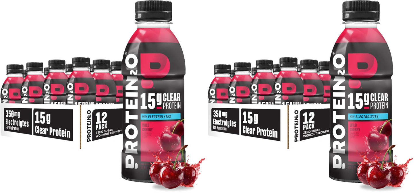Protein2o Hydration Drink - 2-in-1 Liquid Clear Whey Protein Isolate and Electrolyte Drink - 15g Protein, Vitamins B5, B6 - Post-Workout Recovery - 16.9 Fl Oz - 12 Count Flavor Fusion Variety Pack