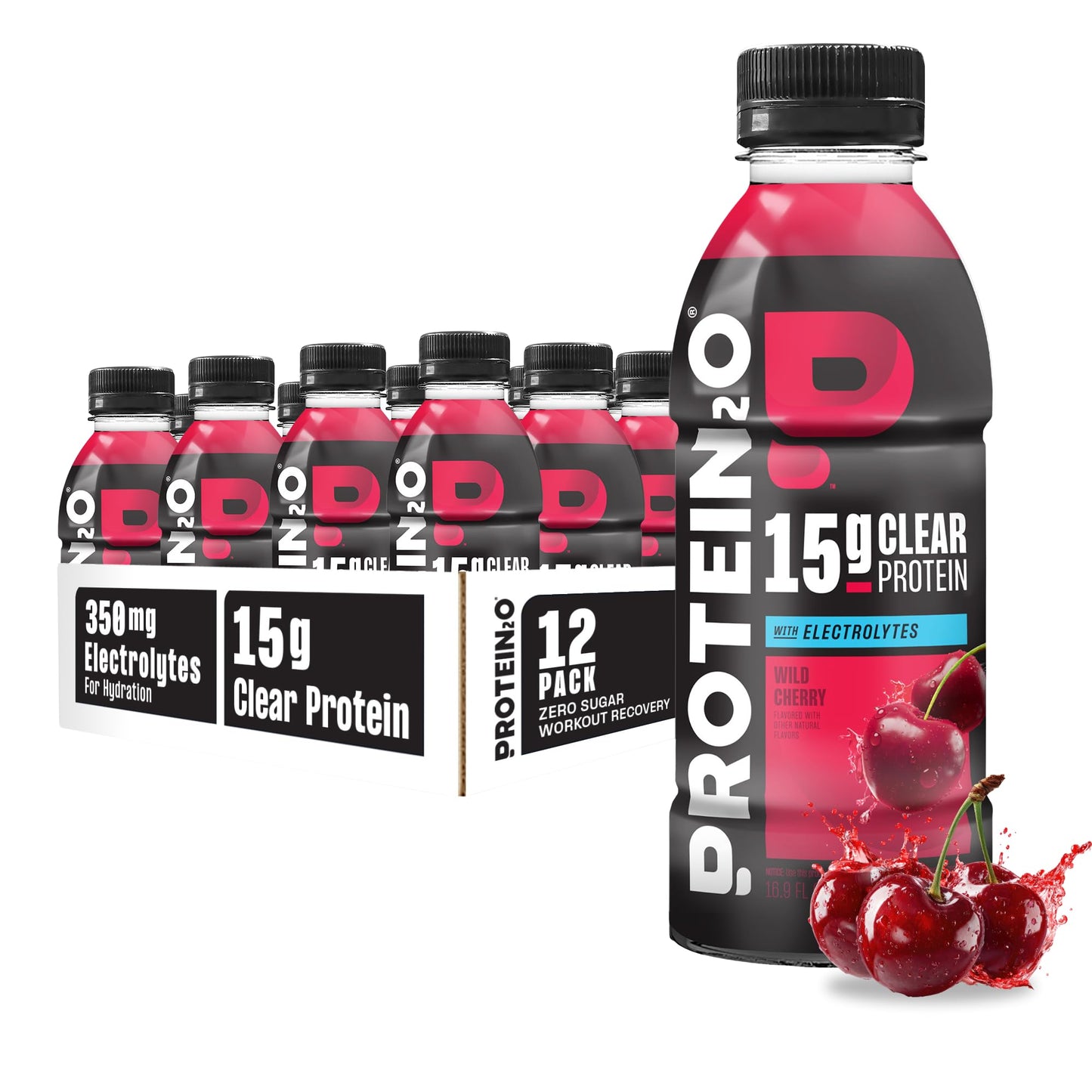 Protein2o Hydration Drink - 2-in-1 Liquid Clear Whey Protein Isolate and Electrolyte Drink - 15g Protein, Vitamins B5, B6 - Post-Workout Recovery - 16.9 Fl Oz - 12 Count Flavor Fusion Variety Pack