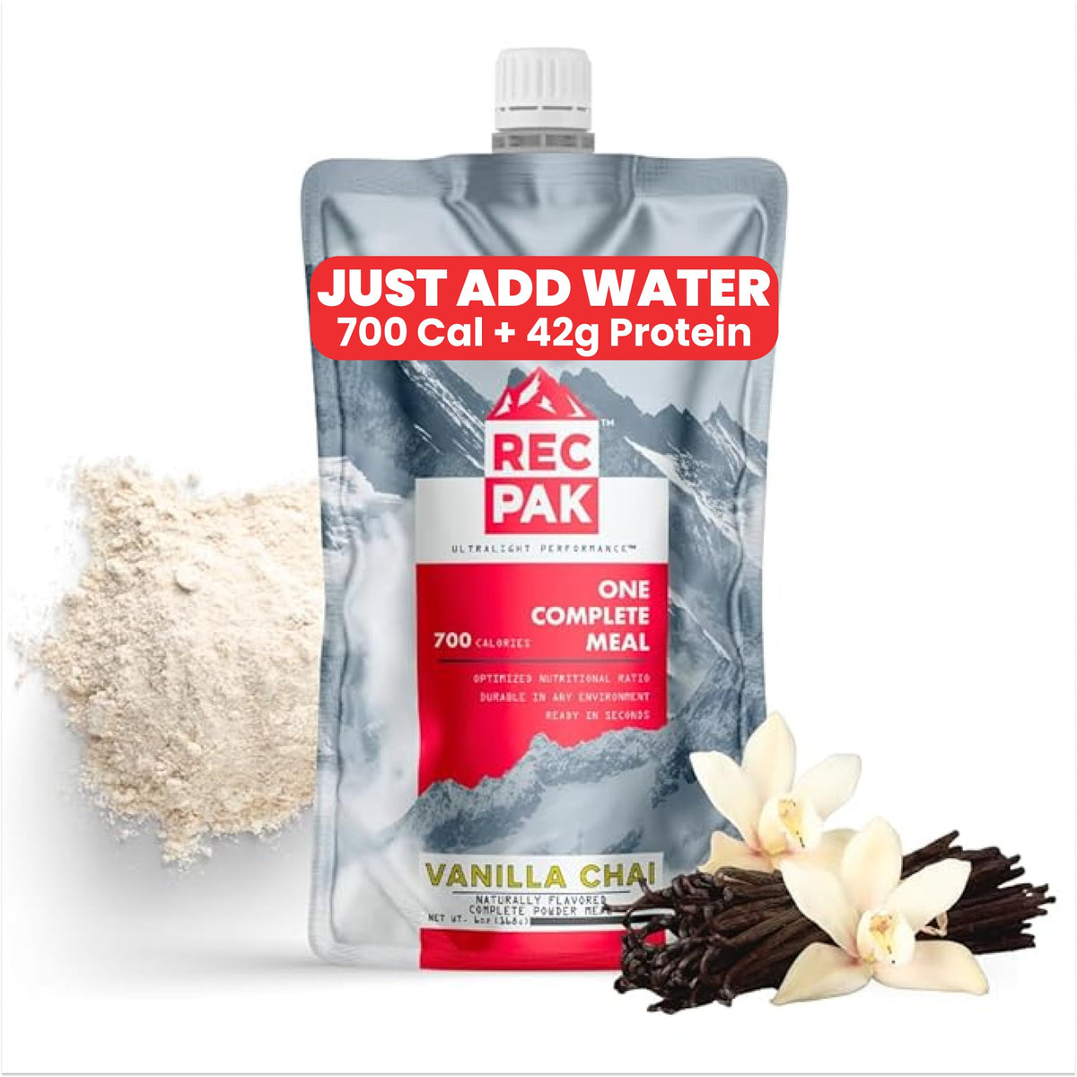 RecPak | 700 Cal, 42g Protein, Complete Nutrition for Backcountry Athletes | No-Cook Lightweight Liquid Meal for Mountaineering Backpacking Sking Hunting | Just Add Water & Go I Variety Pack (3-Pack)
