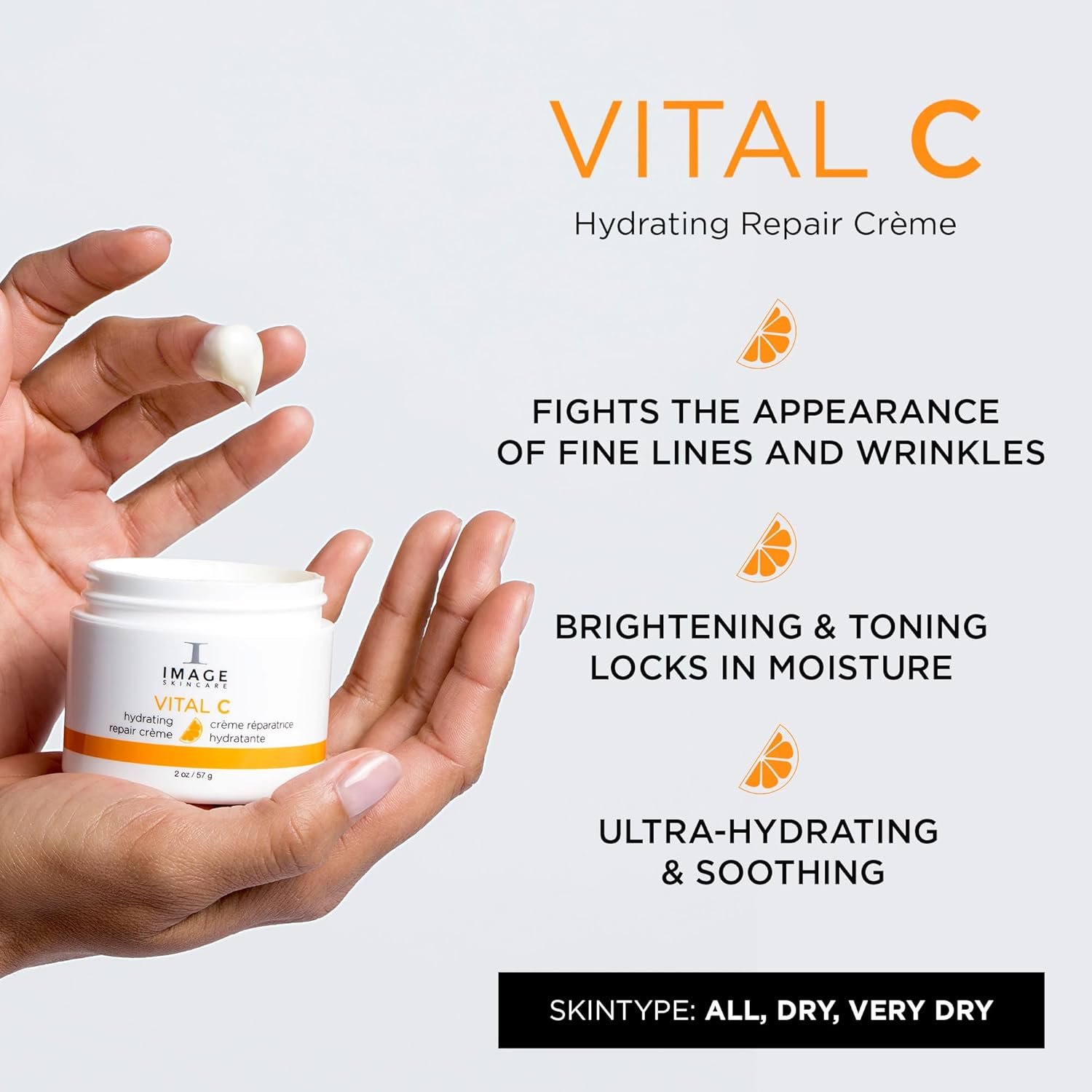 IMAGE Skincare, VITAL C Hydrating Repair Crème, Face Night Cream Moisturizer with Hyaluronic Acid, for Dry Skin, Full-Size, 2 fl oz