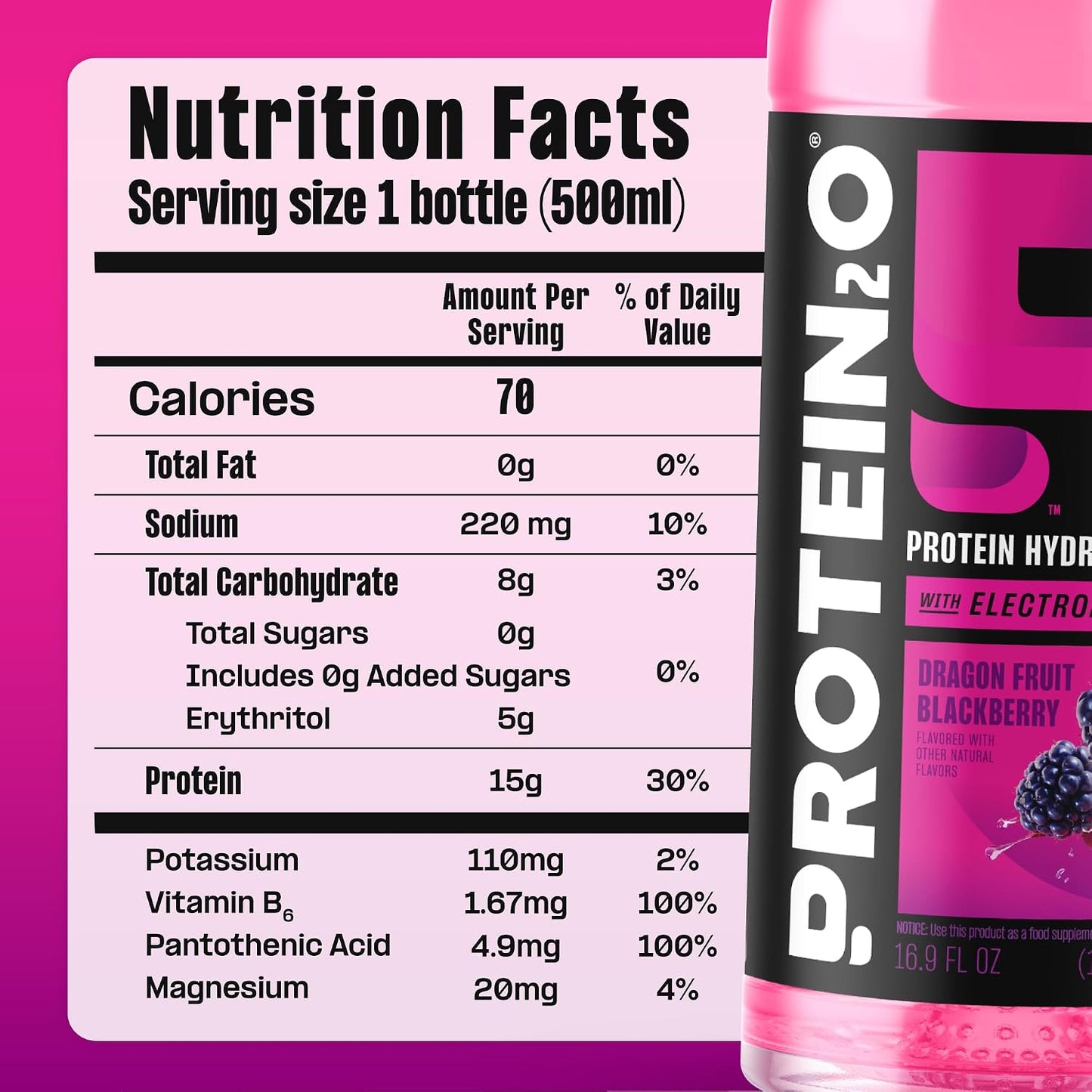 Protein2o Hydration Drink - 2-in-1 Liquid Clear Whey Protein Isolate and Electrolyte Drink - 15g Protein, Vitamins B5, B6 - Post-Workout Recovery - 16.9 Fl Oz - 12 Count Flavor Fusion Variety Pack