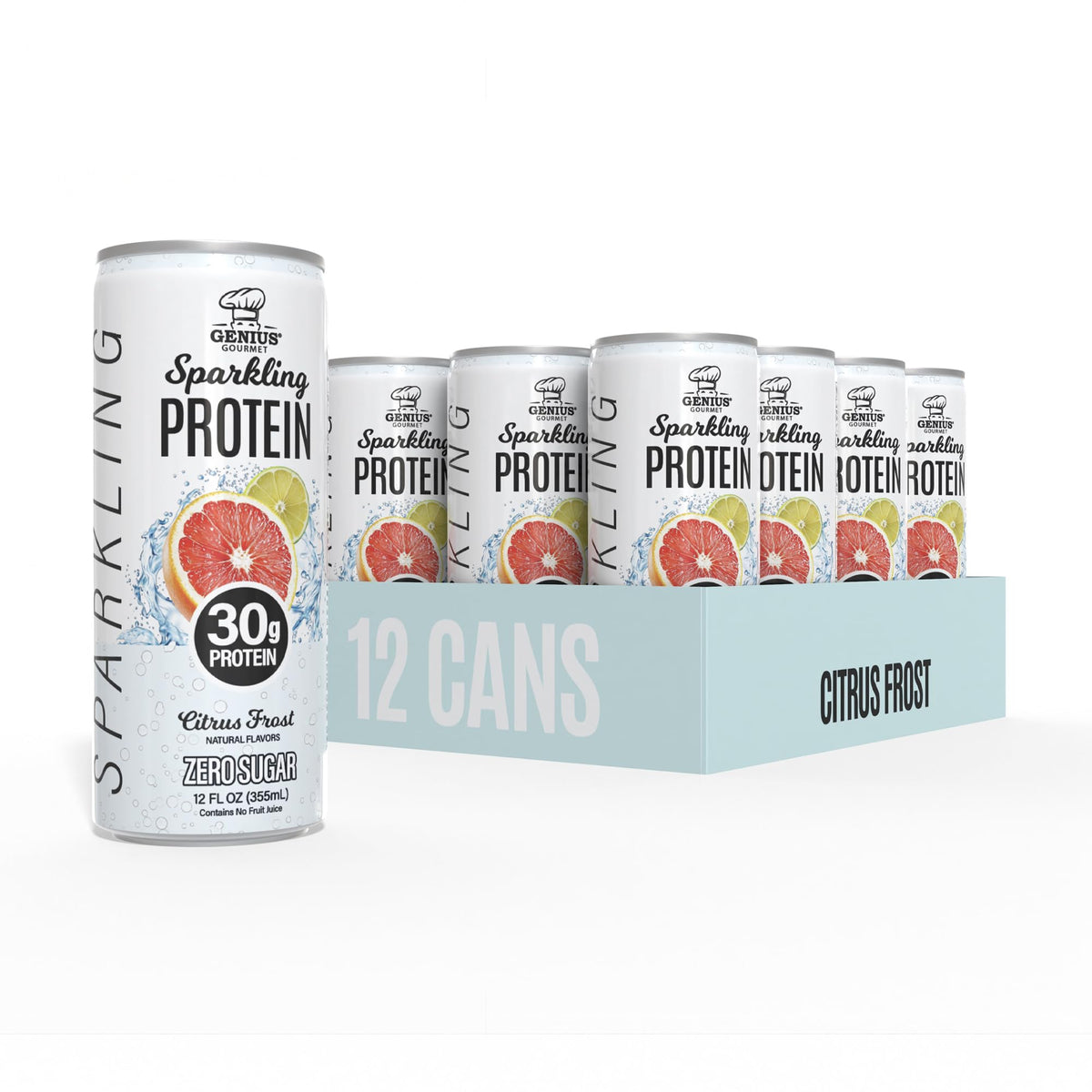 Genius Gourmet Clear Protein Sparkling Water Blue Raspberry Lemonade, 12 CT
