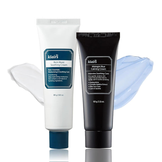 DearKlairs Blue Comforting Duo | Calming&Rich Moist Soothing Creams for Deep Moisture, Korean Skin Care for Dry, Sensitive Skin