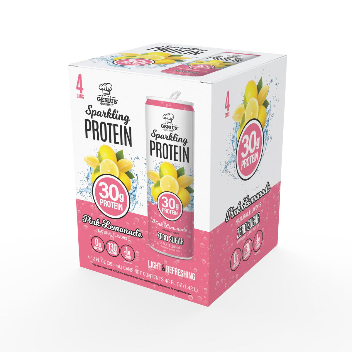 Genius Gourmet Clear Protein Sparkling Water Blue Raspberry Lemonade, 12 CT