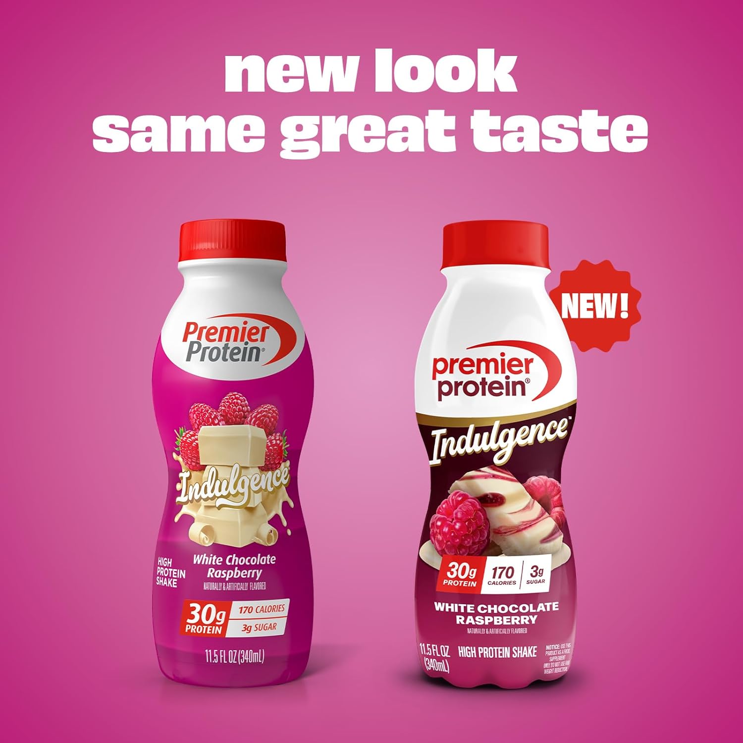Premier Protein INDULGENCE 30g Shake, White Chocolate Raspberry, 12 Pack | Dessert-Inspired, 170 Calories, 3g Sugar, Supports Muscle Health, Gluten-Free, 11.5 oz (Packaging May Vary)