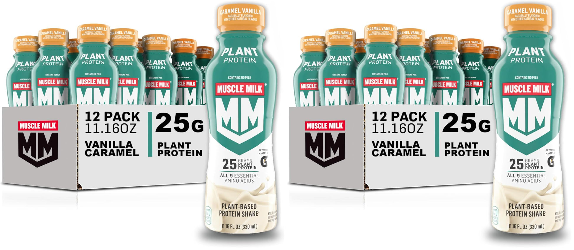 Muscle Milk Plant Based Protein Shake, Vanilla Caramel, 11.16 Fl Oz (Pack of 12)