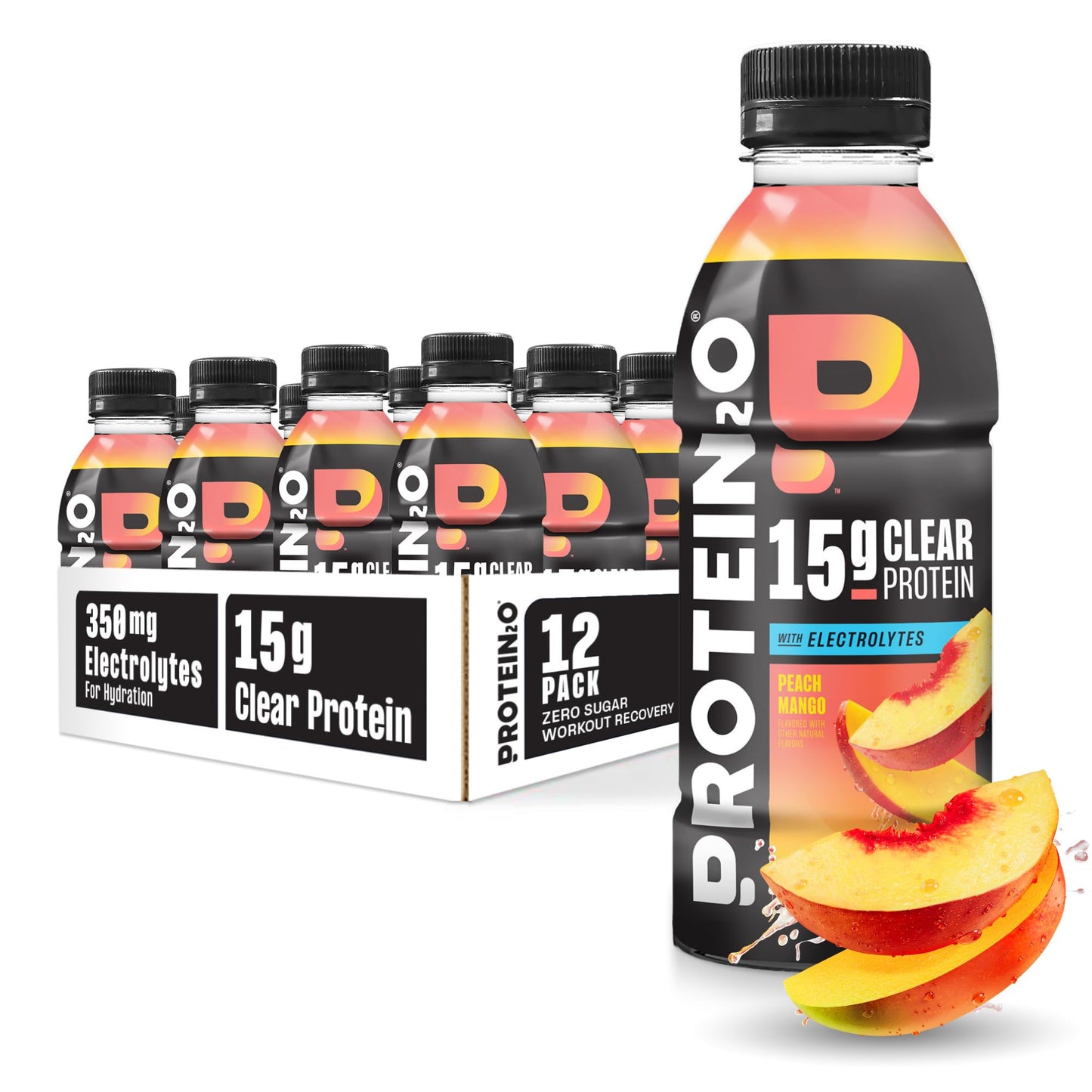 Protein2o Hydration Drink - 2-in-1 Liquid Clear Whey Protein Isolate and Electrolyte Drink - 15g Protein, Vitamins B5, B6 - Post-Workout Recovery - 16.9 Fl Oz - 12 Count Flavor Fusion Variety Pack