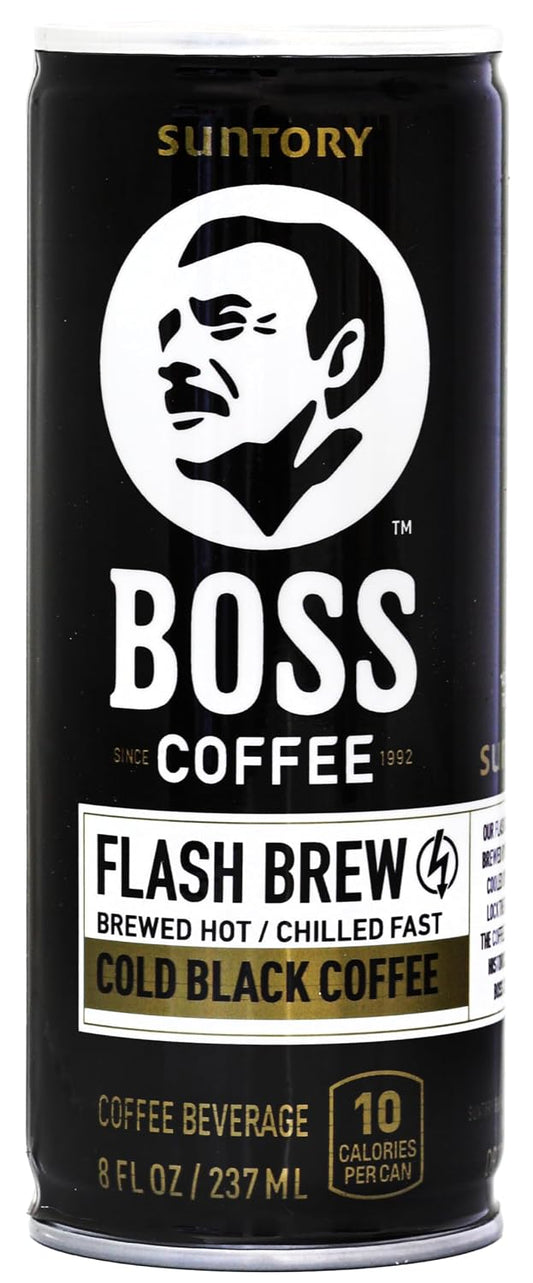 BOSS Coffee by Suntory - Japanese Flash Brew Original Black Coffee, 8oz 12 Pack, Imported from Japan, Espresso Doubleshot, Ready to Drink, Keto Friendly, Vegan, No Sugar, No Dairy