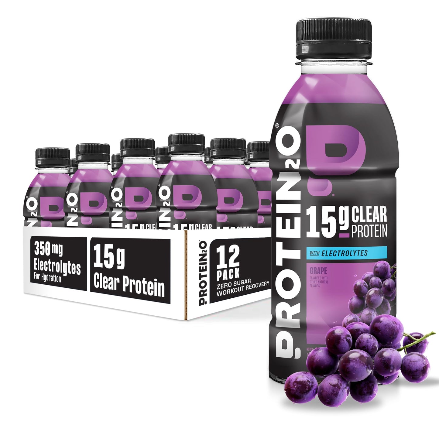 Protein2o Hydration Drink - 2-in-1 Liquid Clear Whey Protein Isolate and Electrolyte Drink - 15g Protein, Vitamins B5, B6 - Post-Workout Recovery - 16.9 Fl Oz - 12 Count Flavor Fusion Variety Pack