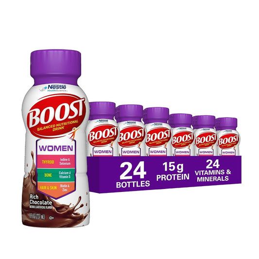 BOOST Women Balanced Nutritional Drink, Rich Chocolate, 8 FL OZ, 24 pk