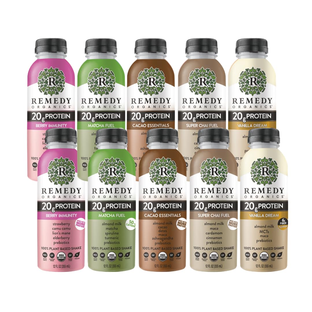 Remedy Organics Super Chai Fuel 12-Pack | Plant Based 20g Protein Shakes, Ready to Drink | USDA Organic, Gluten Free, Dairy Free, Soy Free