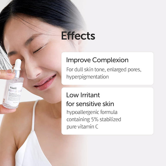 DearKlairs EGF Blue Drop + 5% Vitamin Drop Set, Watery Serum Korean Skincare Routine