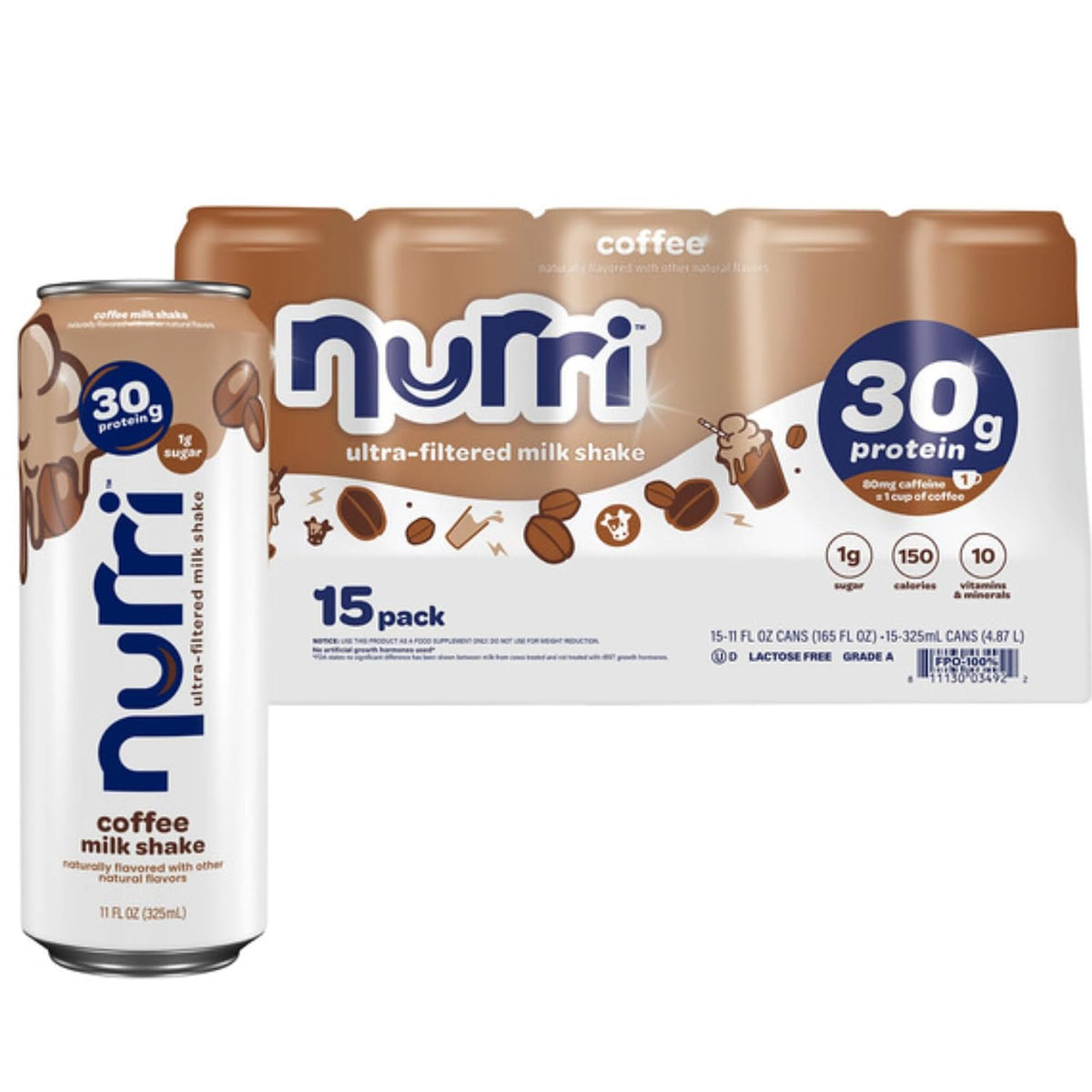 Nurri! 30g Protein Shake Coffee Flavor, Ready to Drink High Protein Coffee Beverage, Low Sugar Protein Drink, Smooth Creamy Coffee Shake, 11 fl oz Bottles (15 Pack)
