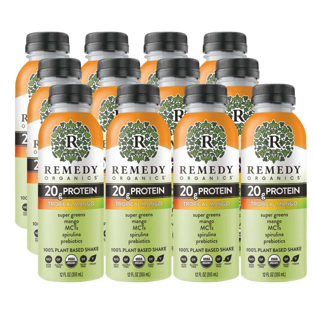 Remedy Organics Super Chai Fuel 12-Pack | Plant Based 20g Protein Shakes, Ready to Drink | USDA Organic, Gluten Free, Dairy Free, Soy Free