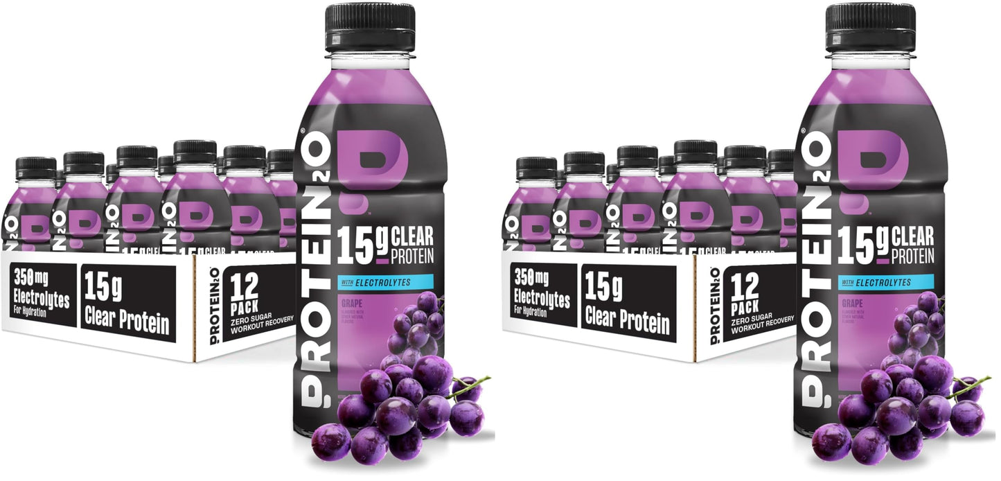 Protein2o Hydration Drink - 2-in-1 Liquid Clear Whey Protein Isolate and Electrolyte Drink - 15g Protein, Vitamins B5, B6 - Post-Workout Recovery - 16.9 Fl Oz - 12 Count Flavor Fusion Variety Pack