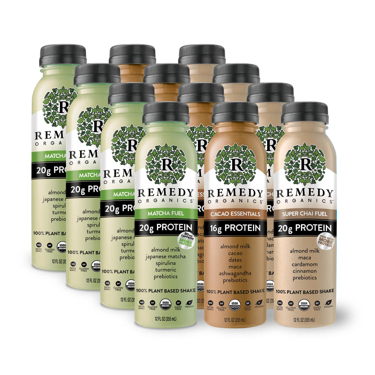 Remedy Organics Super Chai Fuel 12-Pack | Plant Based 20g Protein Shakes, Ready to Drink | USDA Organic, Gluten Free, Dairy Free, Soy Free