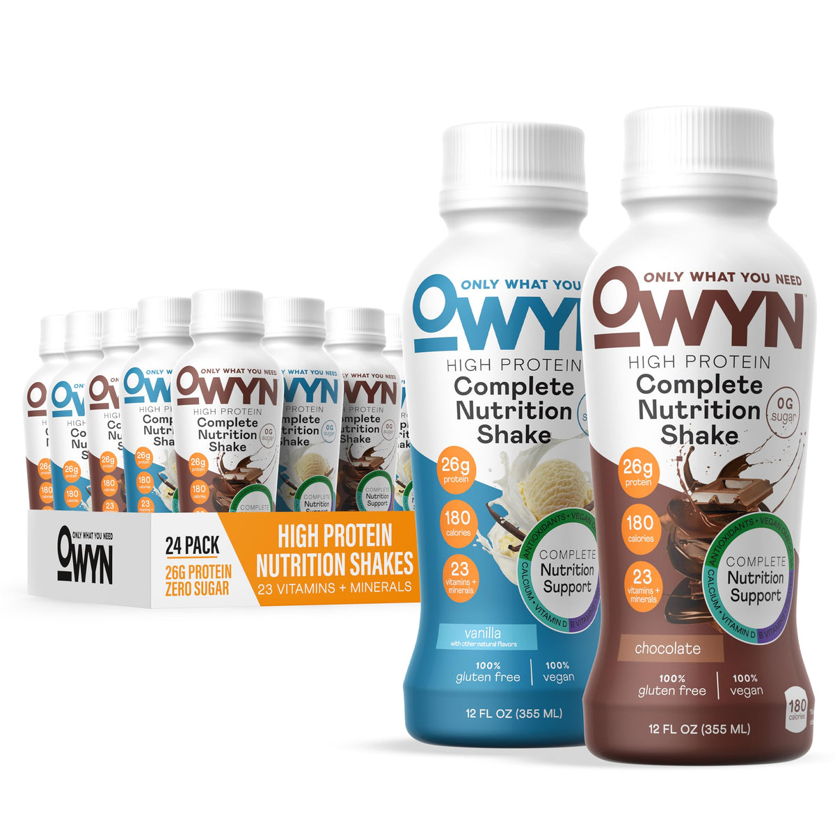 OWYN Only What You Need 26g High Protein Shake, Chocolate Flavored, 12 Ct
