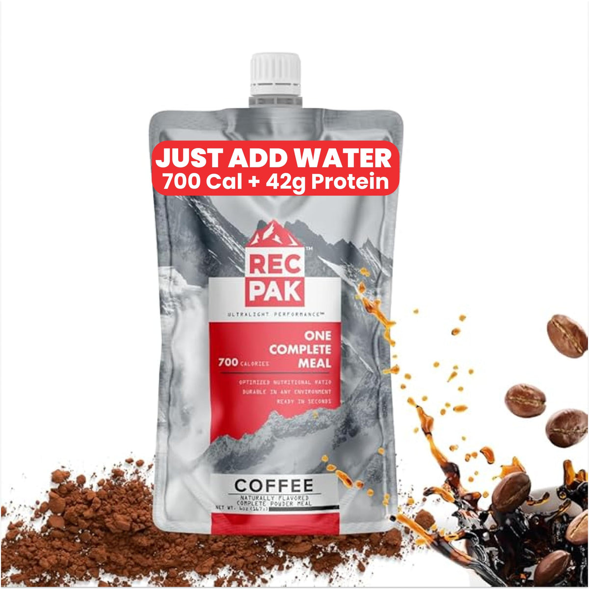 RecPak | 700 Cal, 42g Protein, Complete Nutrition for Backcountry Athletes | No-Cook Lightweight Liquid Meal for Mountaineering Backpacking Sking Hunting | Just Add Water & Go I Variety Pack (3-Pack)