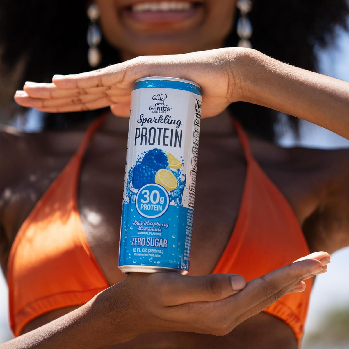 Genius Gourmet Clear Protein Sparkling Water Blue Raspberry Lemonade, 12 CT
