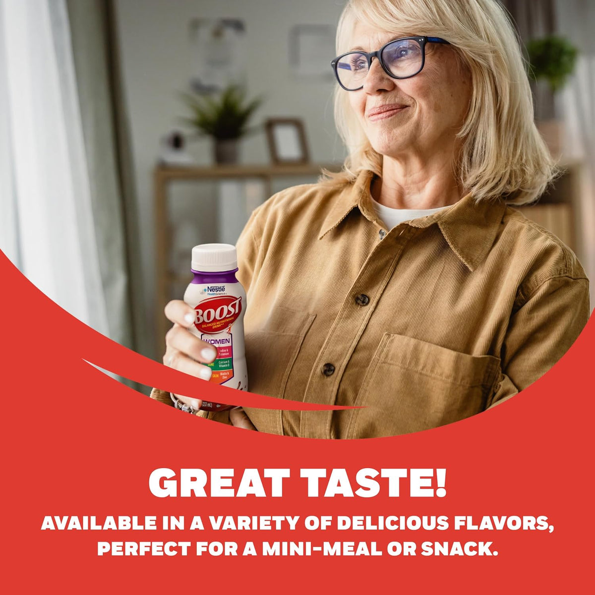 BOOST Women Balanced Nutritional Drink, Rich Chocolate, 8 FL OZ, 24 pk