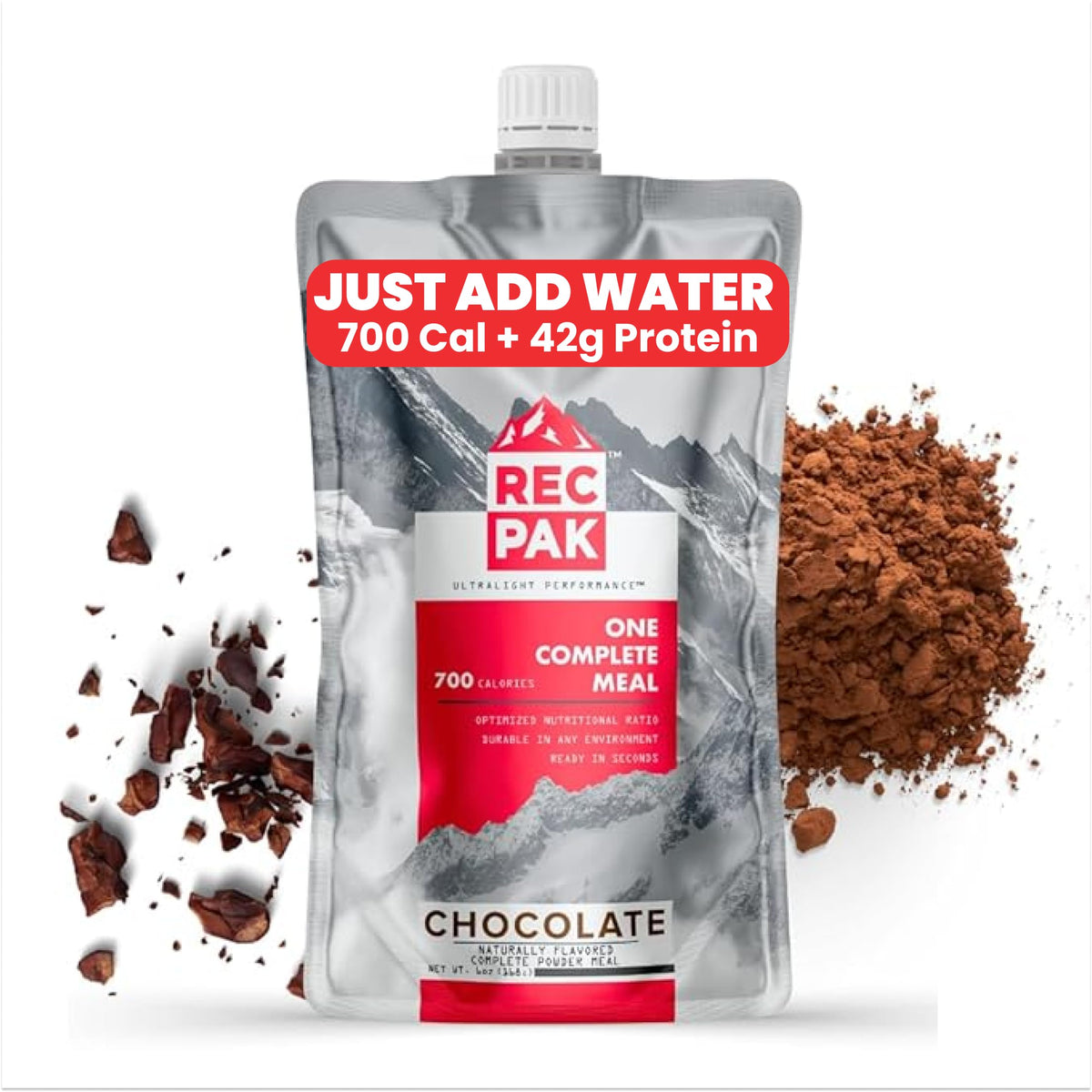 RecPak | 700 Cal, 42g Protein, Complete Nutrition for Backcountry Athletes | No-Cook Lightweight Liquid Meal for Mountaineering Backpacking Sking Hunting | Just Add Water & Go I Variety Pack (3-Pack)