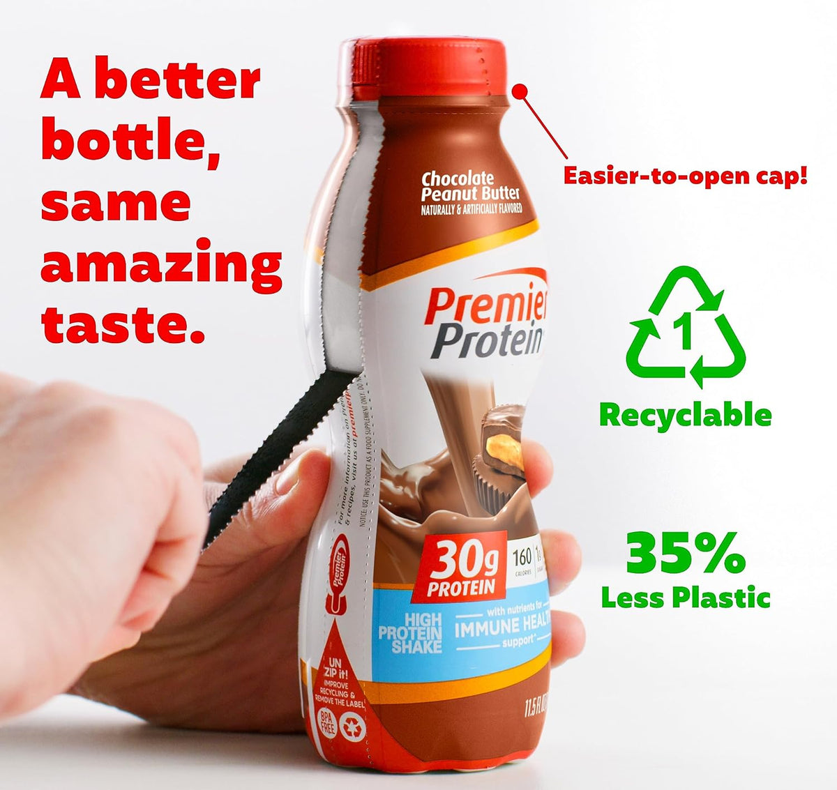 Premier Protein Shake, Chocolate Peanut Butter & Cake Batter Flavors, 30g Protein, 1g Sugar, 24 Vitamins & Minerals, 12 Count