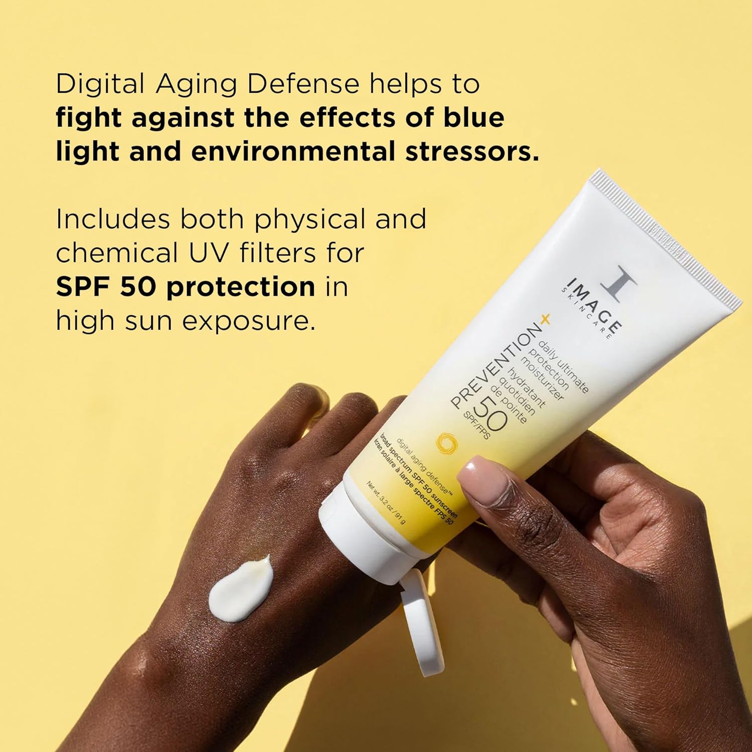 IMAGE Skincare PREVENTION+ Daily Ultimate Protection Moisturizer, SPF 50 Face Sunscreen Lotion, Zinc Oxide, Blendable with No White Cast, 3.2 oz