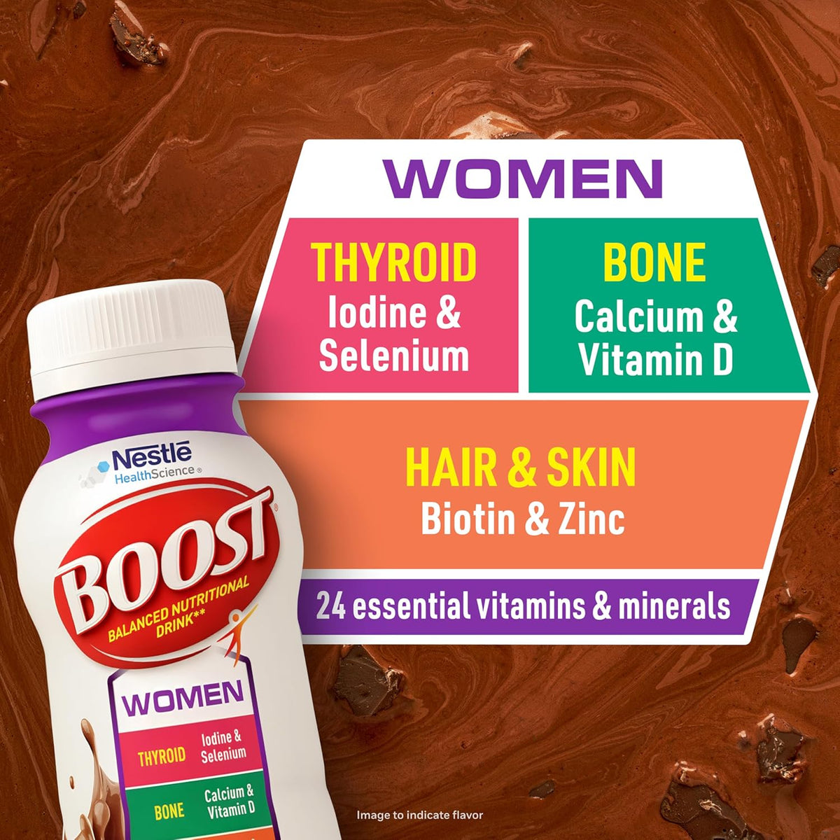 BOOST Women Balanced Nutritional Drink, Rich Chocolate, 8 FL OZ, 24 pk