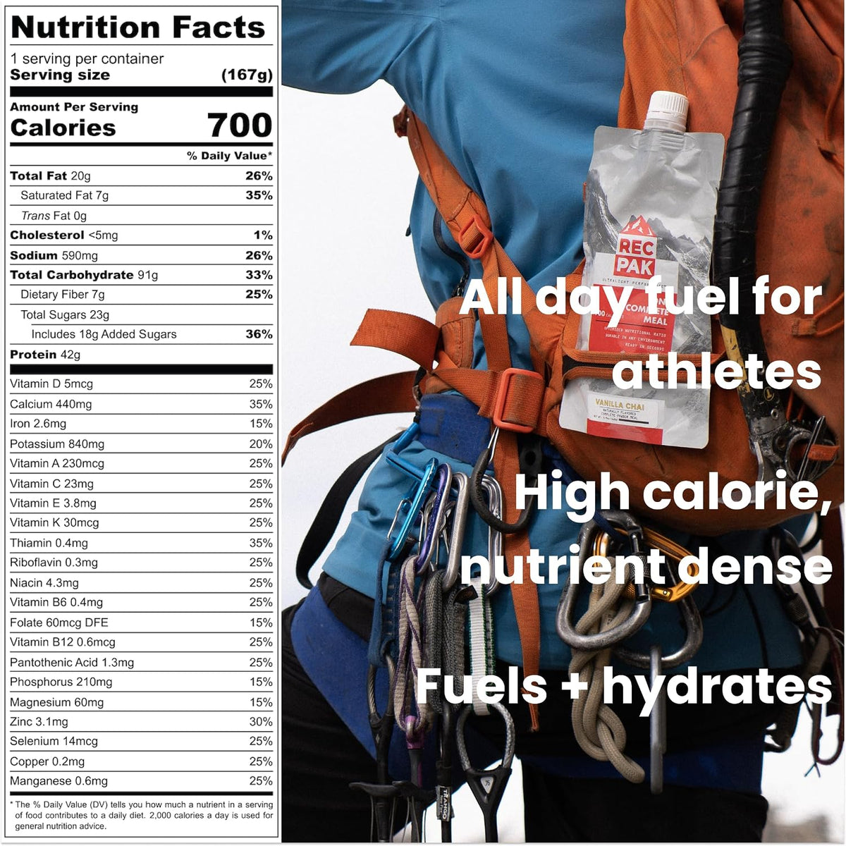 RecPak | 700 Cal, 42g Protein, Complete Nutrition for Backcountry Athletes | No-Cook Lightweight Liquid Meal for Mountaineering Backpacking Sking Hunting | Just Add Water & Go I Variety Pack (3-Pack)